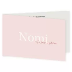 Geboortekaartje Nomi roze eenvoud