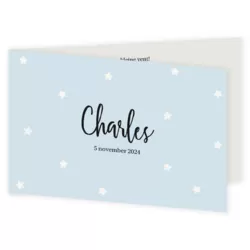 Geboortekaartje Charles blauw eenvoud met sterren