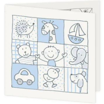 9 vakjes vol diertjes blauw