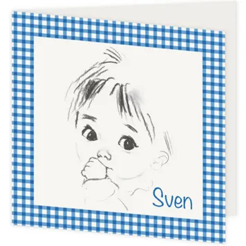 Getekend kindje in geruit kader