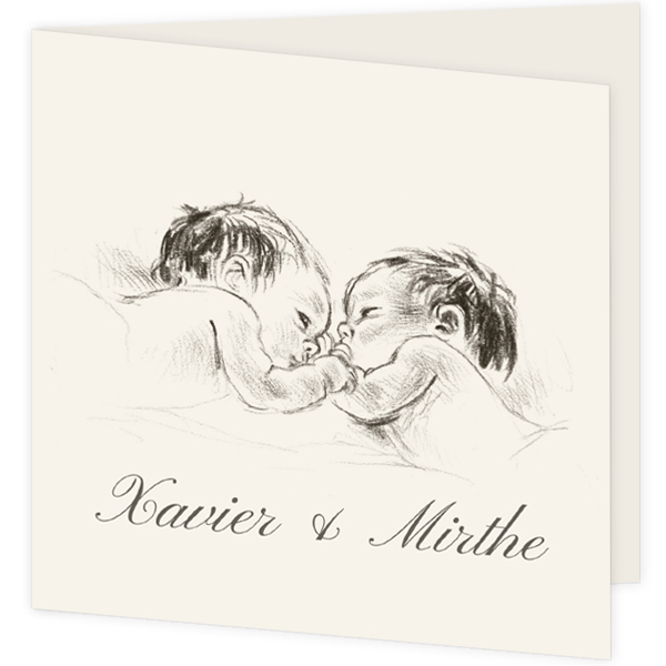 Geboortekaartje klassiek - Slapende tweeling
