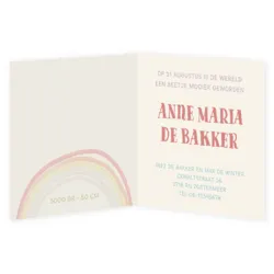 Geboortekaart waterverf regenboog