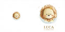 Geboortekaartje Luca - Lief leeuwtje met goudfolie