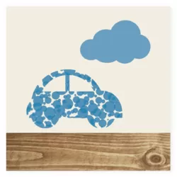 Babyborrelkaart met auto en wolk