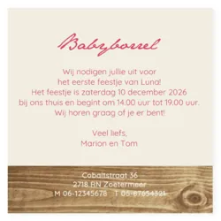 Babyborrelkaart met hart