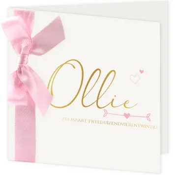 Geboortekaart foliekaart Ollie schattig