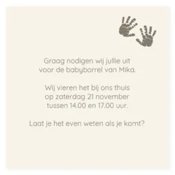 Feest kraamborrel uitnodiging slinger