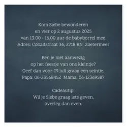 Kraamborrel donkerblauw met witte sterren