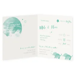 Geboortekaart mintgroen 2 olifantjes