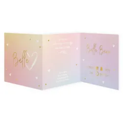 Geboortekaart drieluik pastel goudfolie