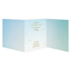 Geboortekaart drieluik pastel blauw met goudfolie
