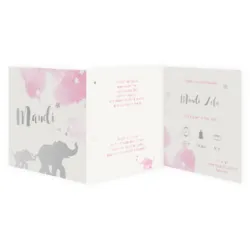 Geboortekaart drieluik olifant meisje
