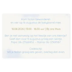 Kraamborrel uitnodiging waterverf met wiegje