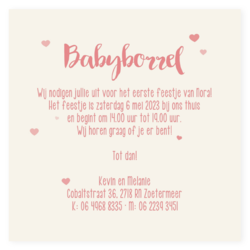 Babyborrelkaart roze waterverf