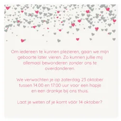 Babyborrelkaart hartjes regen