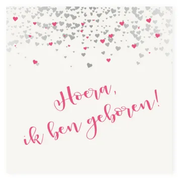 Babyborrelkaart hartjes regen