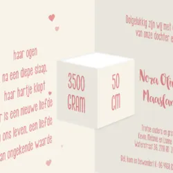 Geboortekaart waterverf vlek hartjes