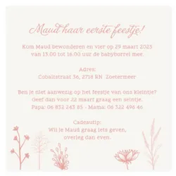Kraamborrel roze bloemen
