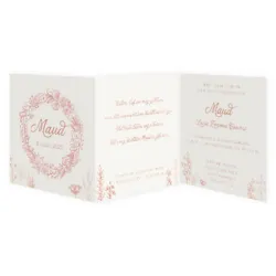 Geboortekaart drieluik bloemen en rose folie