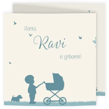 Geboortekaart silhouet grote broer en baby broertje