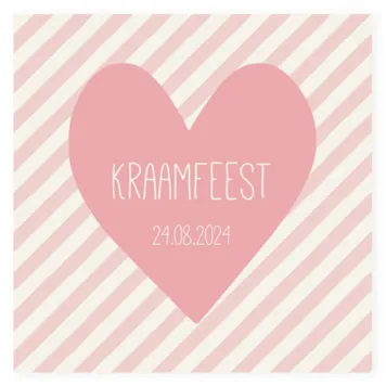 Kraamborrel roze strepen hart