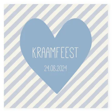 Kraamborrel blauwr strepen hart