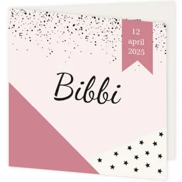 Geboortekaart schuine vlakken meisje roze