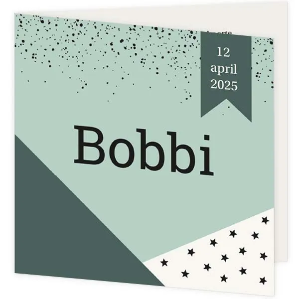 Geboortekaart schuine vlakken jongen groen