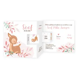 Geboortekaart botanisch met een hertje