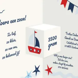 Geboortekaart drieluik marine