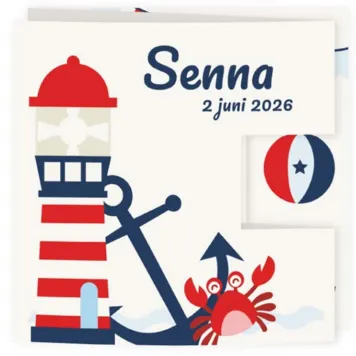 Geboortekaart drieluik marine