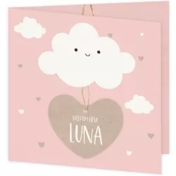 Geboortekaartje hartje aan een wolk Luna
