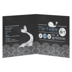Geboortekaart getekende walvis meisje