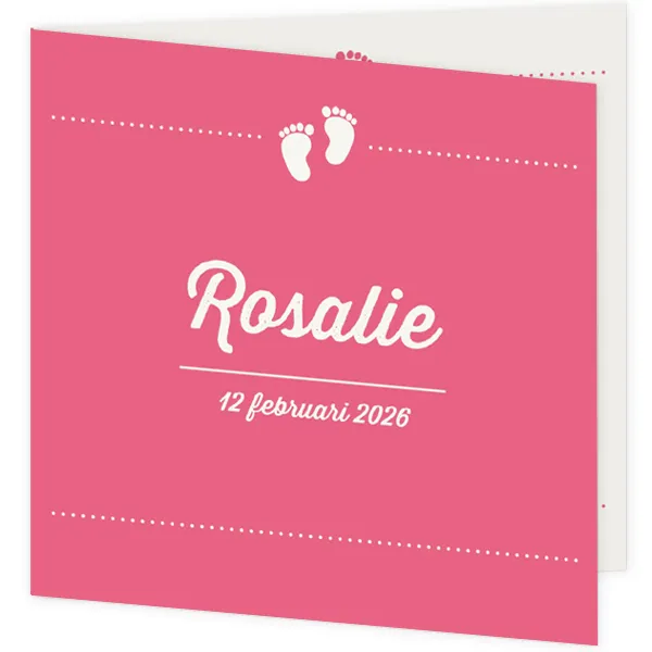 Geboortekaart meisje roze met voetjes