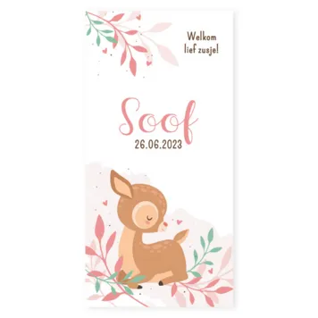 Geboortekaart enkel met een lief hertje