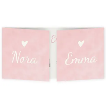 Geboortekaart roze tweeling meisjes