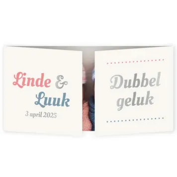 Geboortekaart tweeling met foliedruk