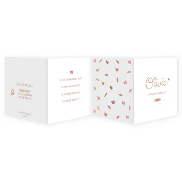 Geboortekaart vierluik Olivia rosegoud