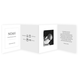 Geboortekaartje vierluik Noah, typografie met foto