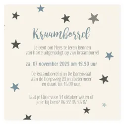Kraamborrel - sterren silhouet blauw