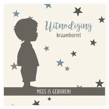 Kraamborrel - sterren silhouet blauw