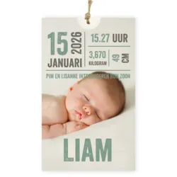 Geboortekaart hoesje met foto groen