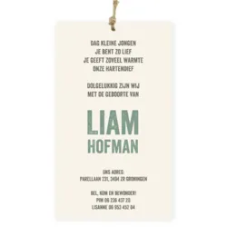 Geboortekaart hoesje met foto groen