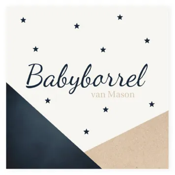 Kraamborrel schuine vlakken blauw met kraft