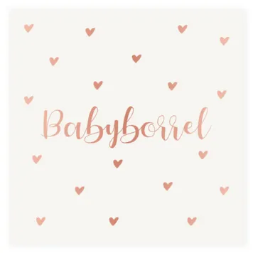 Babyborrelkaart hartjes met rose foliedruk