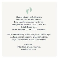 Kraamborrel schuine vlakken blauw met mintgroen