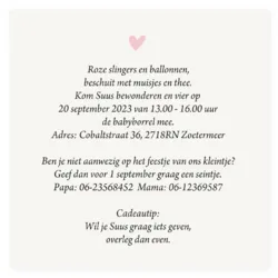 Kraamborrel meisje hartjes zwart