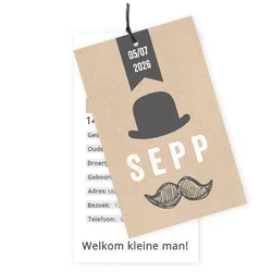 Geboortekaart kraft snor