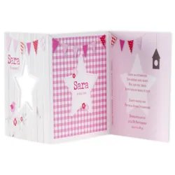 Drieluik met uitgekapte ster en roze ruitjesmotief