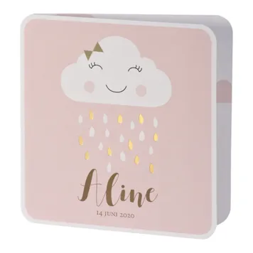 Vrolijke wolkje met gouden regendruppels - pink